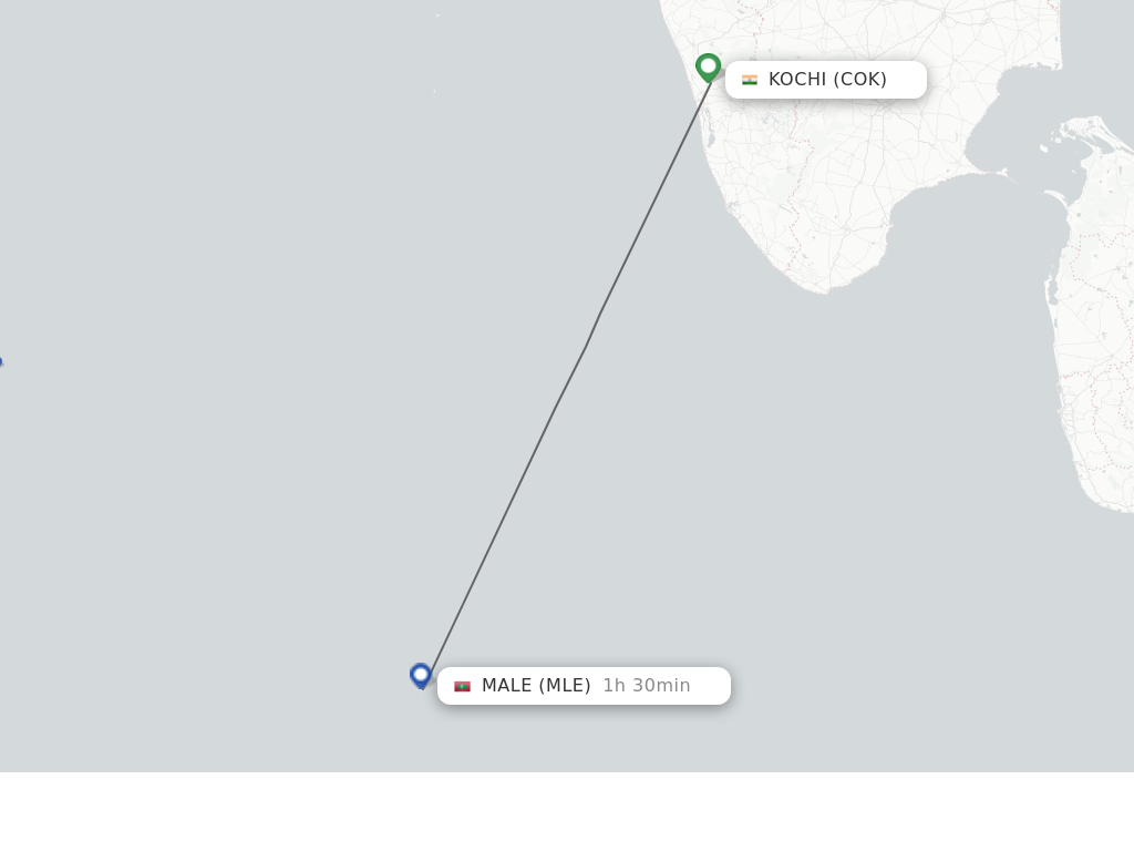 Direct (nonstop) flights from Kochi to Male schedules