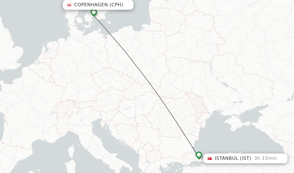 Direct (non-stop) flights from Copenhagen Istanbul - schedules FlightsFrom.com