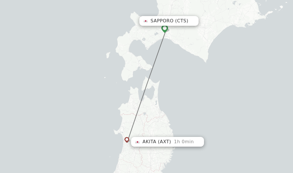 Direct (non-stop) flights from Sapporo to Akita - schedules