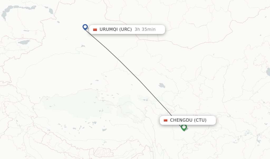 Direct (non-stop) flights from Chengdu to Urumqi - schedules ...