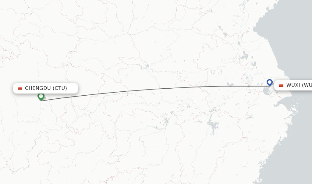 Direct non stop flights from Chengdu to Wuxi schedules