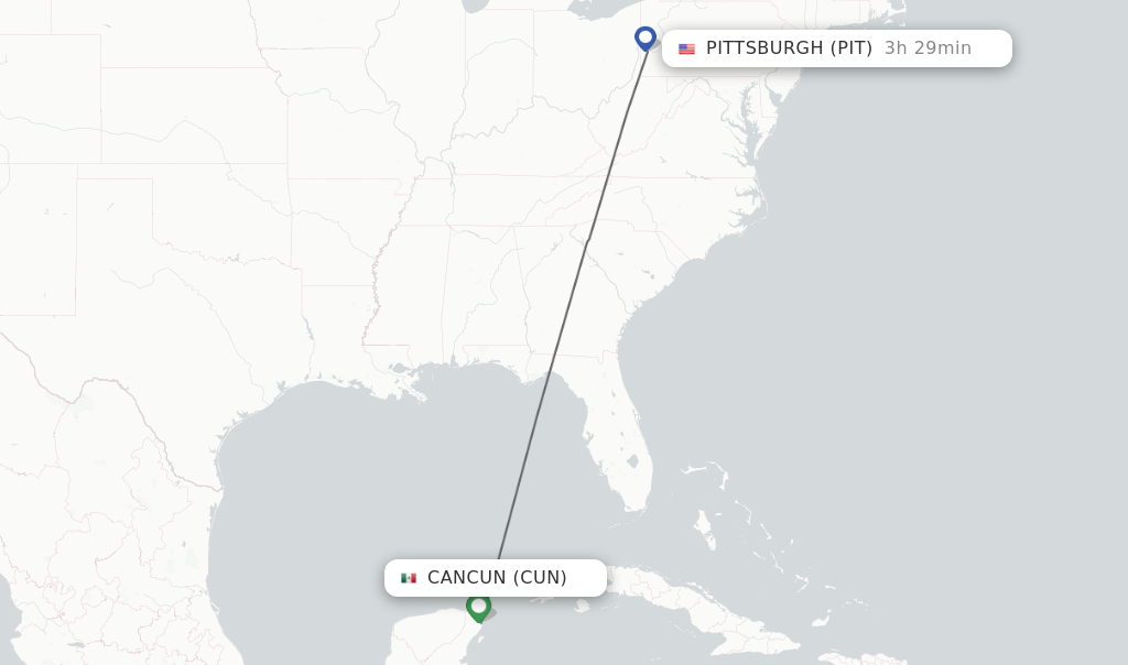 Direct non stop flights from Cancun to Pittsburgh schedules