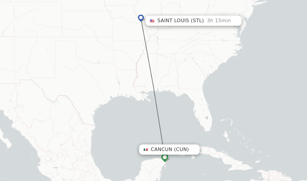 Direct non stop flights from Cancun to Saint Louis schedules