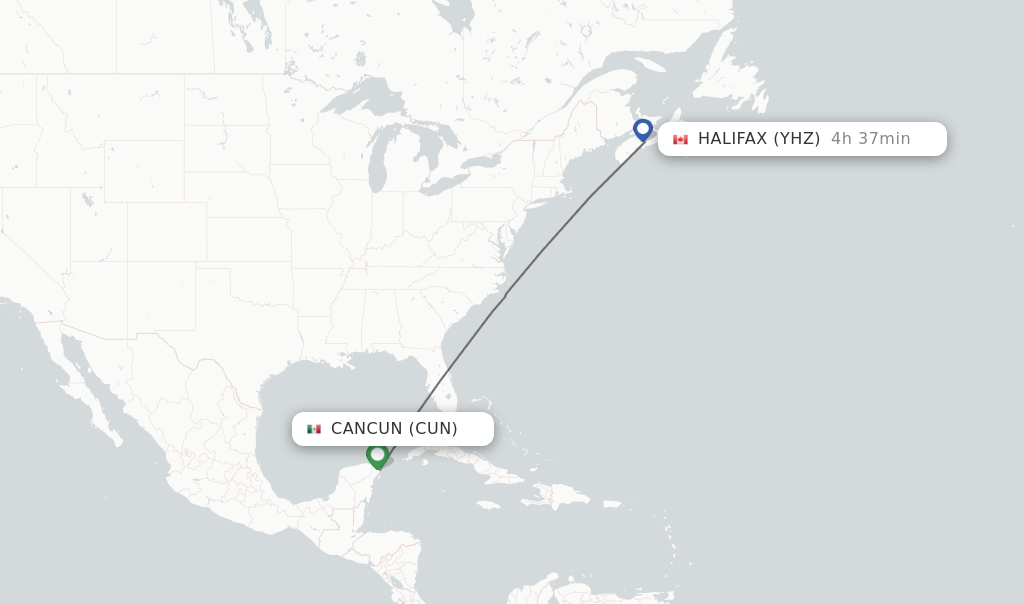 Direct non stop flights from Cancun to Halifax schedules