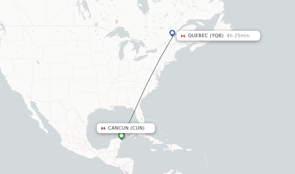 Direct non stop flights from Cancun to Quebec schedules