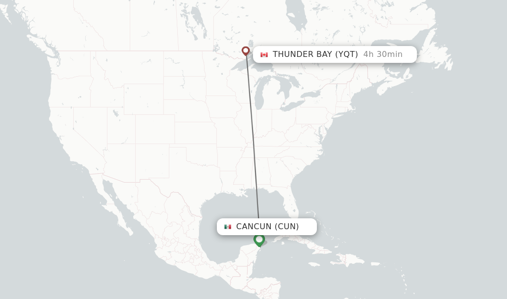 Direct (non-stop) Flights From Cancun To Thunder Bay - Schedules ...