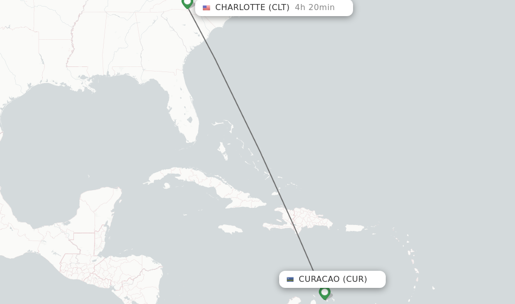 Direct (non-stop) flights from Curacao to Charlotte - schedules ...