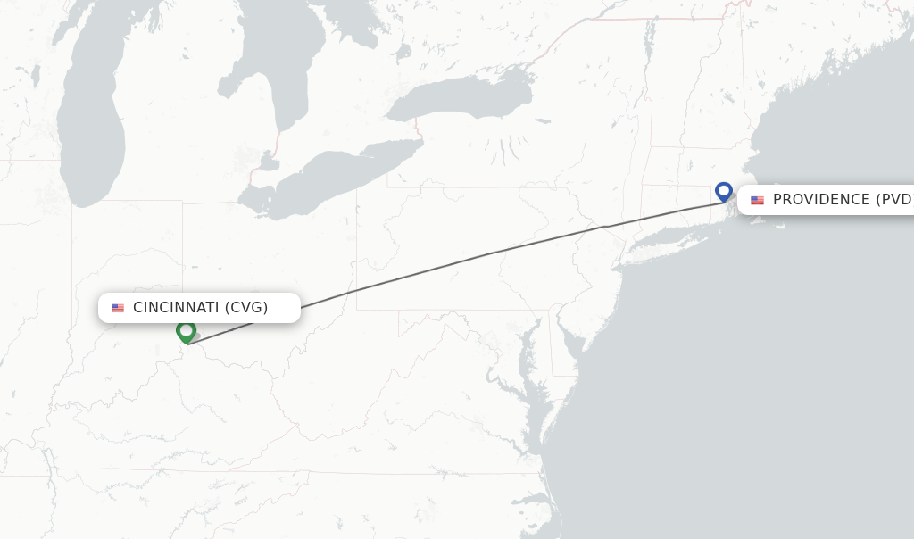 Direct non stop flights from Cincinnati to Providence