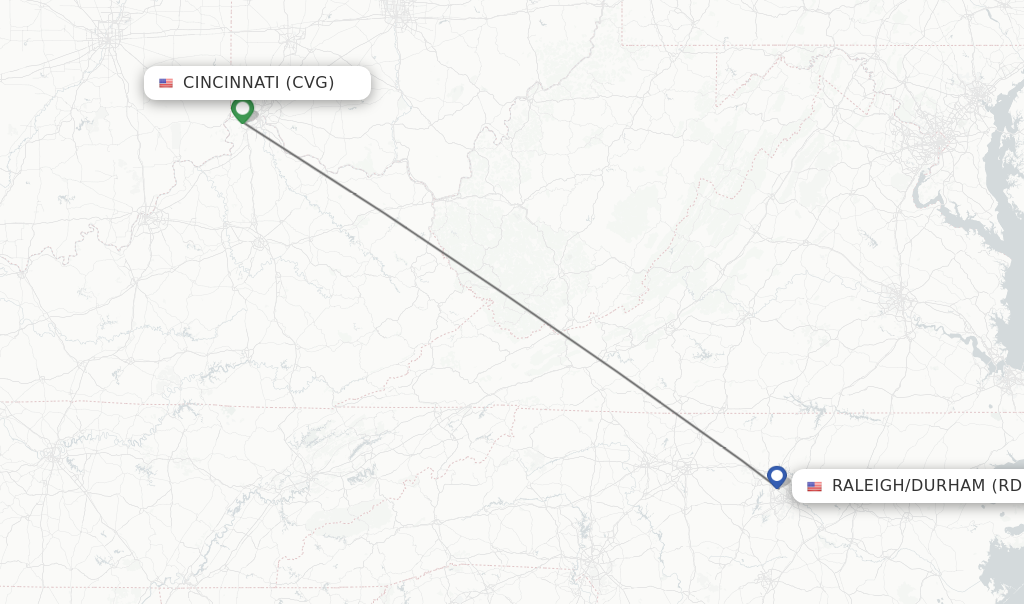 Direct (non-stop) Flights From Cincinnati To Raleigh/Durham - Schedules ...