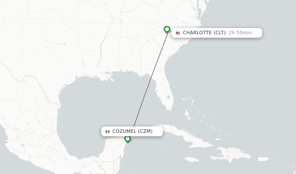 Direct non stop flights from Cozumel to Charlotte schedules