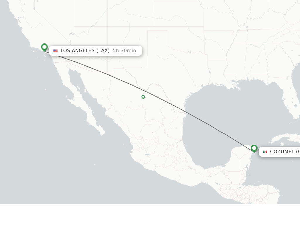 Direct (non-stop) flights from Cozumel to Los Angeles - schedules -  