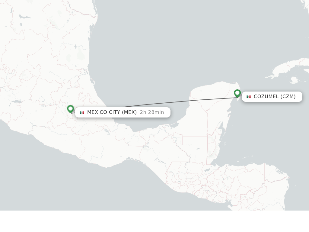 Direct (non-stop) flights from Cozumel to Mexico City - schedules -  