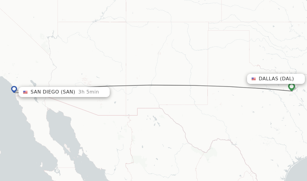 Direct non stop flights from Dallas to San Diego schedules