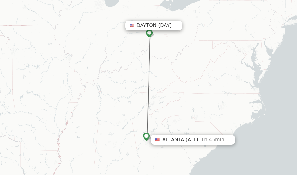 Direct (nonstop) flights from Dayton to Atlanta schedules