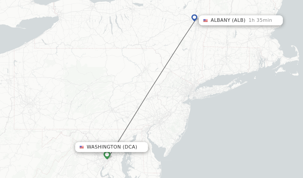 Direct (nonstop) flights from Washington to Albany schedules