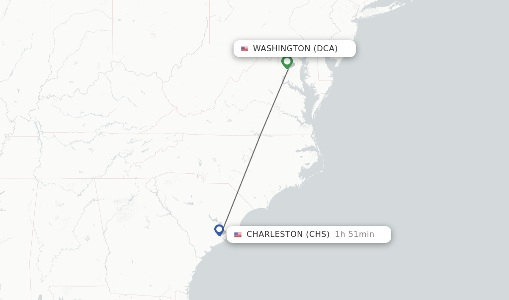 Direct non stop flights from Washington to Charleston