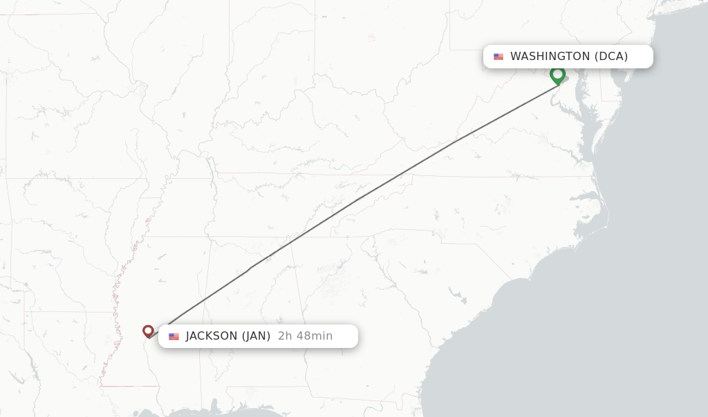 Direct non stop flights from Washington to Jackson schedules