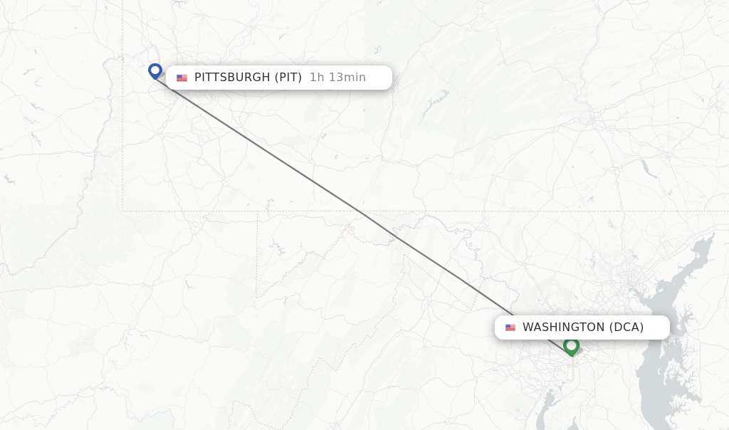 Direct non stop flights from Washington to Pittsburgh