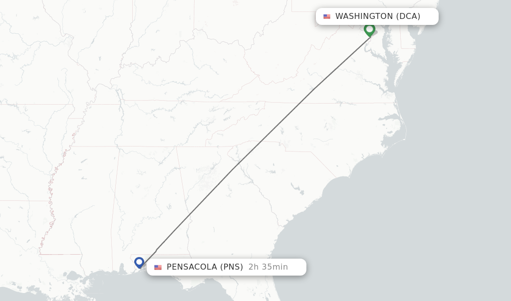 Direct non stop flights from Washington to Pensacola schedules