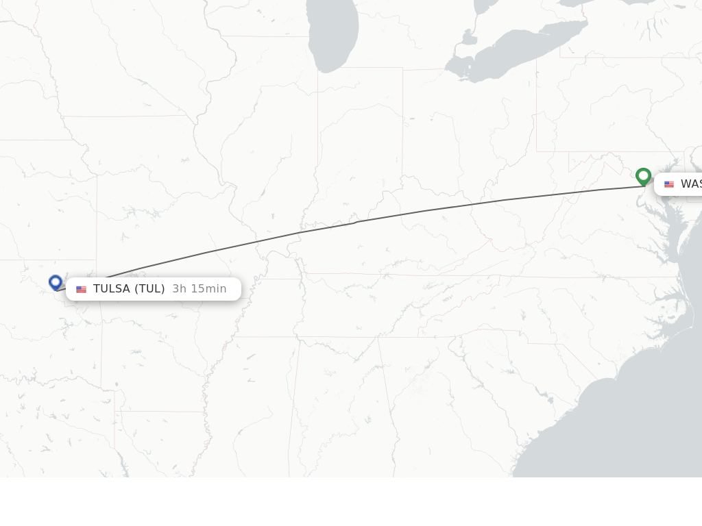 Direct non stop flights from Washington to Tulsa schedules