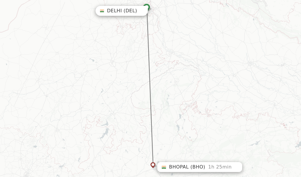 Direct non stop flights from Delhi to Bhopal schedules