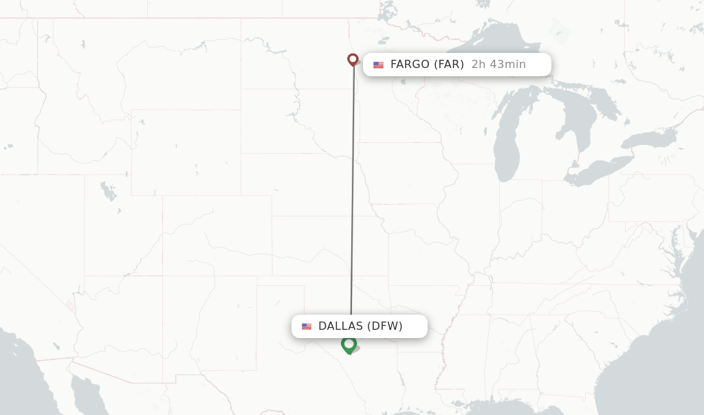 Direct (nonstop) flights from Dallas to Fargo schedules