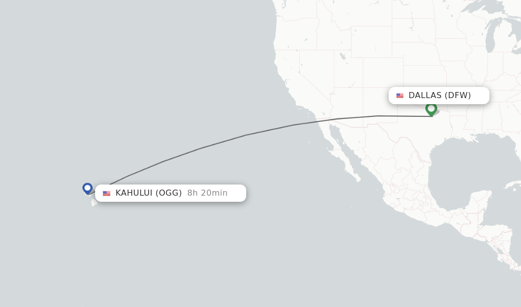 Direct (non-stop) flights from Dallas to Kahului - schedules ...