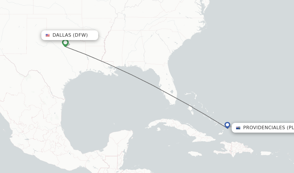 Direct (nonstop) flights from Dallas to Providenciales schedules