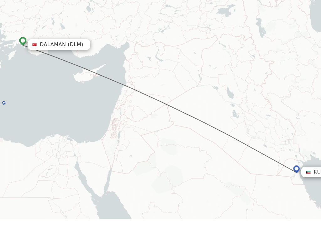 Direct non stop flights from Kuwait to Dalaman schedules