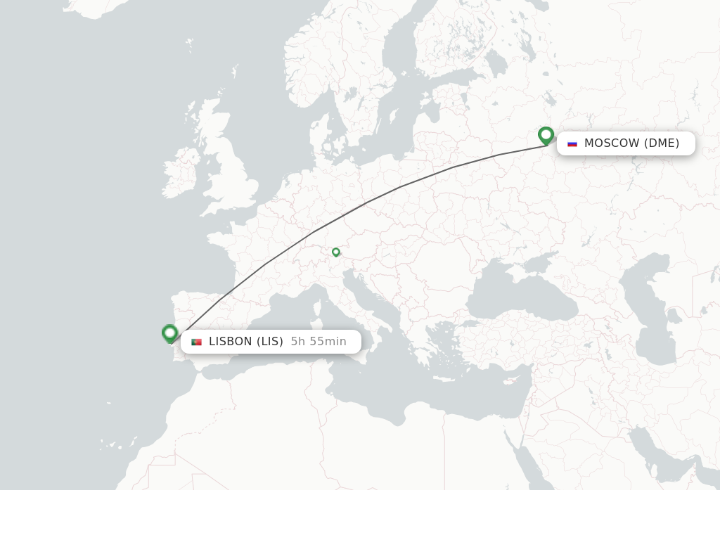 Direct non stop flights from Moscow to Lisbon schedules