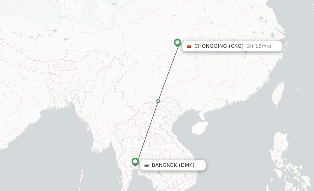 Direct non stop flights from Bangkok to Chongqing schedules