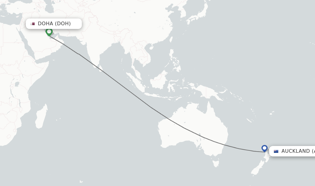 Direct (non-stop) flights from Doha to Auckland - schedules ...