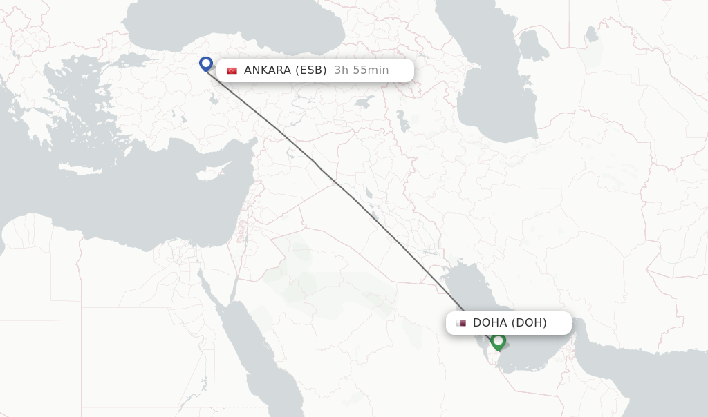 Direct non stop flights from Doha to Ankara schedules