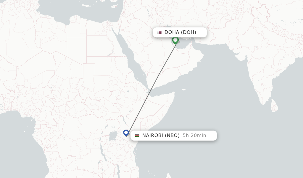 Direct (nonstop) flights from Doha to Nairobi schedules