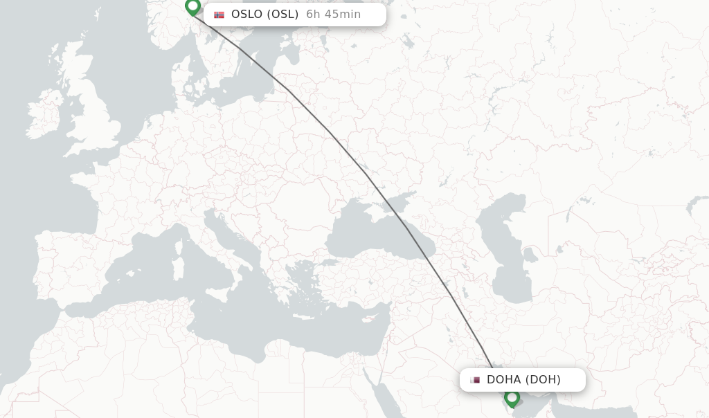 Direct (non-stop) flights from Doha to Oslo - schedules - FlightsFrom.com