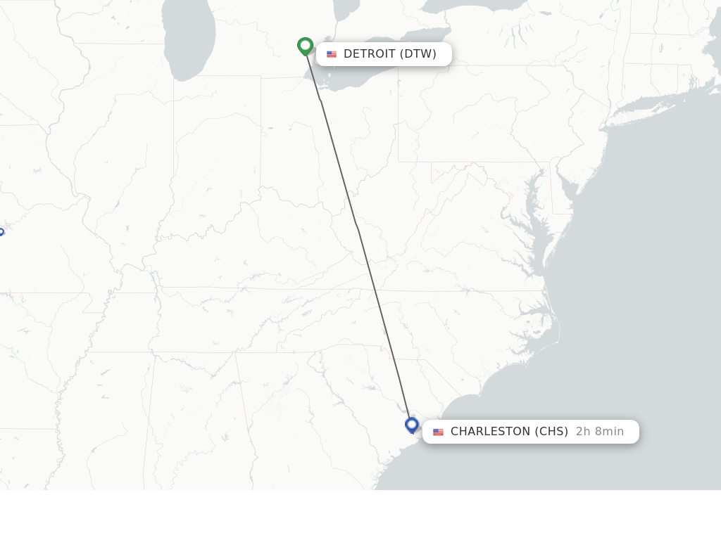 Direct non stop flights from Detroit to Charleston schedules