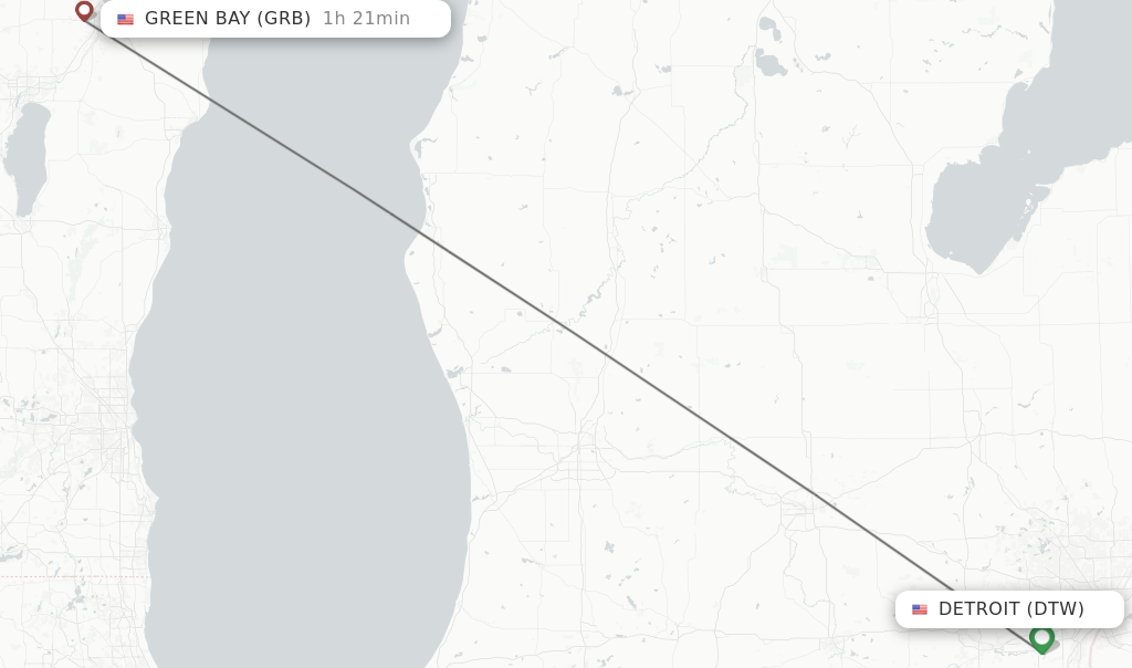 Direct non stop flights from Detroit to Green Bay schedules