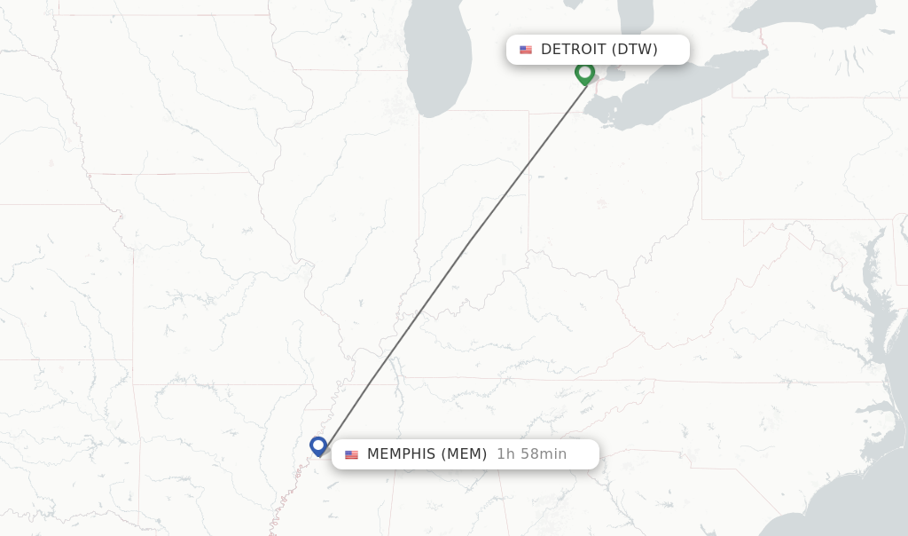 Direct non stop flights from Detroit to Memphis schedules