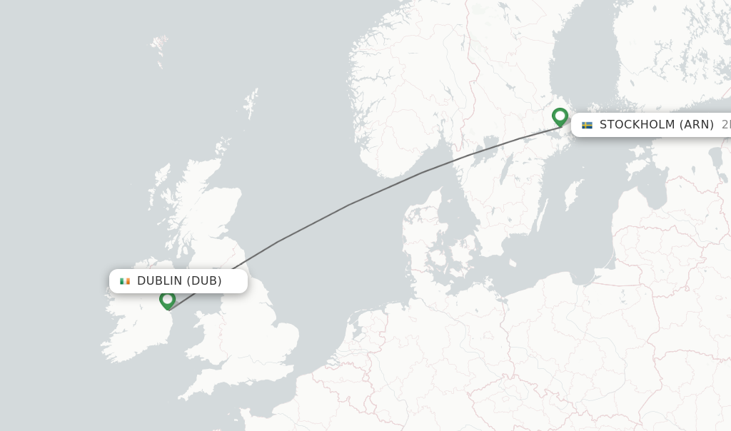Direct (non-stop) flights from Dublin to Stockholm - -