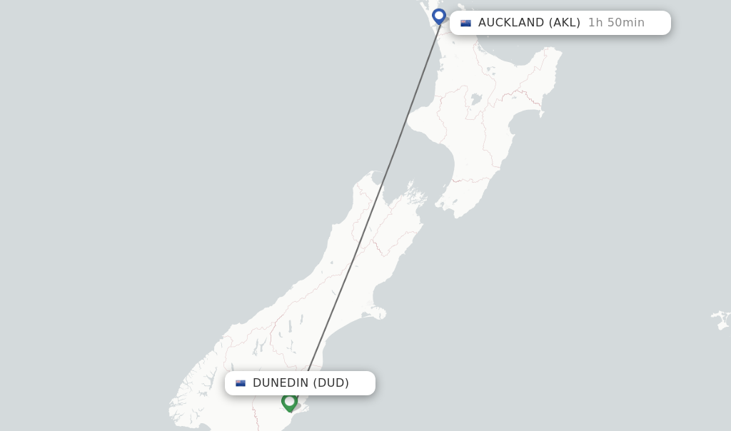 Direct non stop flights from Dunedin to Auckland schedules