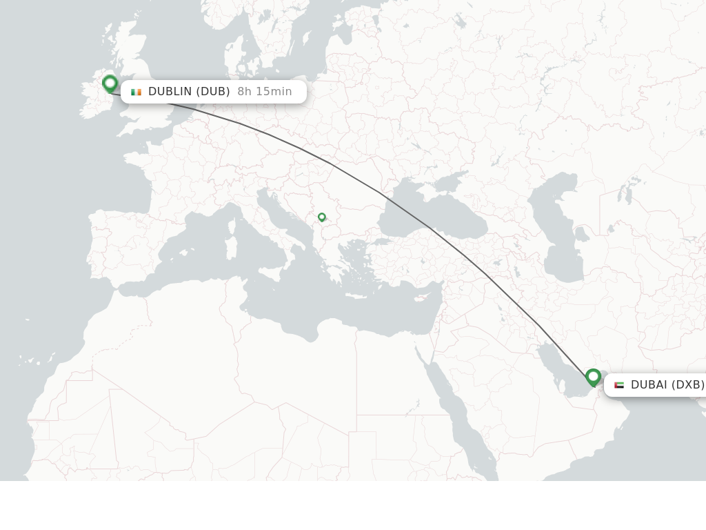 Direct (nonstop) flights from Dubai to Dublin schedules