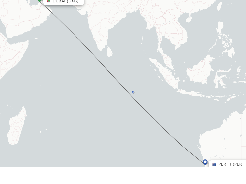 Direct (nonstop) flights from Dubai to Perth schedules