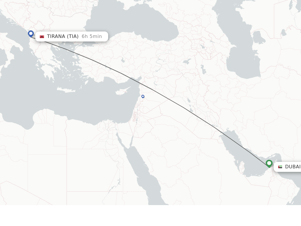 Direct non stop flights from Dubai to Tirana schedules