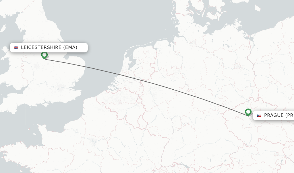 Direct non stop flights from Leicestershire to Prague