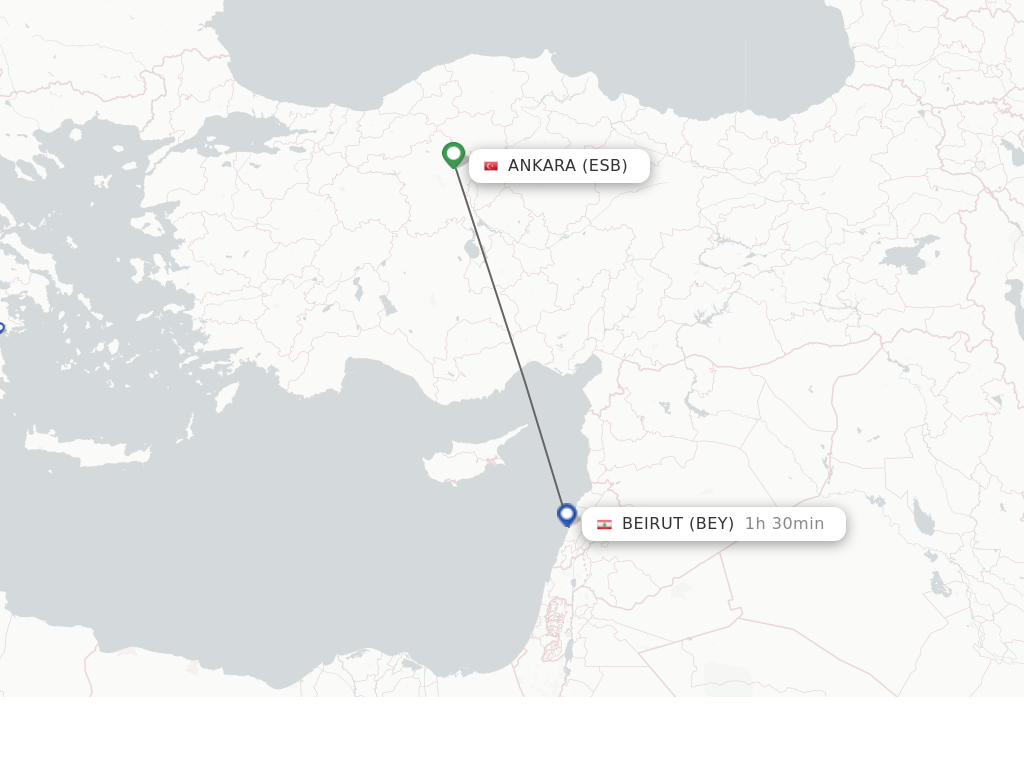 Direct non stop flights from Ankara to Beirut schedules