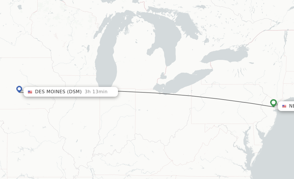 Direct non stop flights from New York to Des Moines schedules