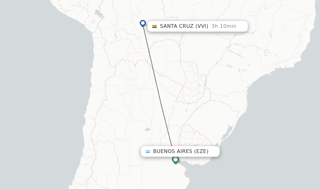 Direct non stop flights from Buenos Aires to Santa Cruz