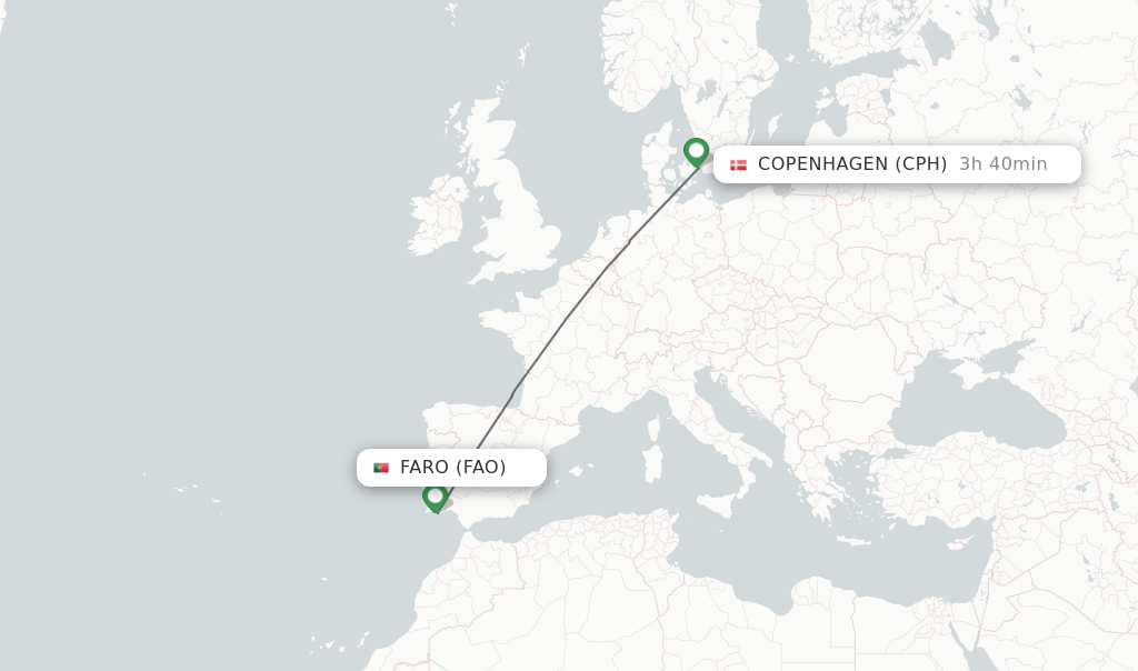 Direct non stop flights from Faro to Copenhagen schedules