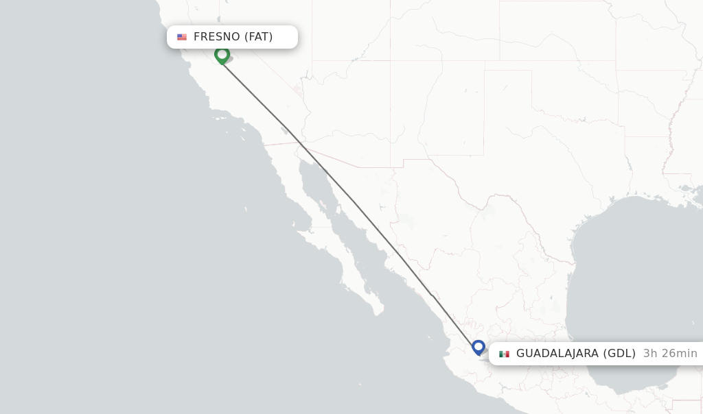 Direct non stop flights from Fresno to Guadalajara schedules