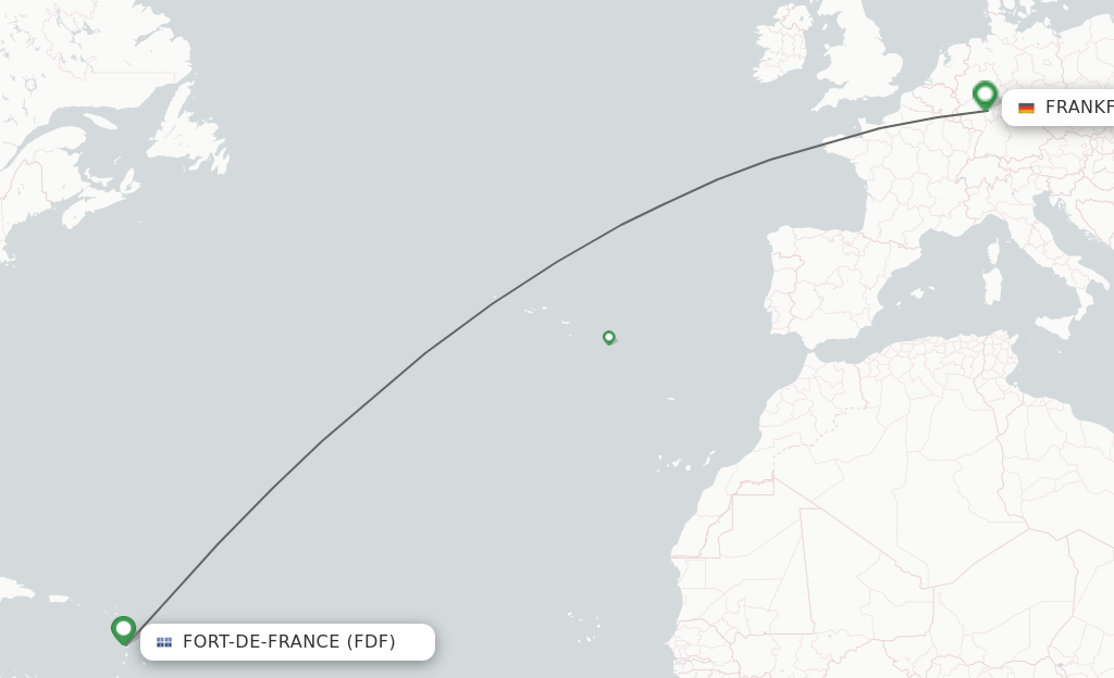 Direct non stop flights from Fort De France to Frankfurt